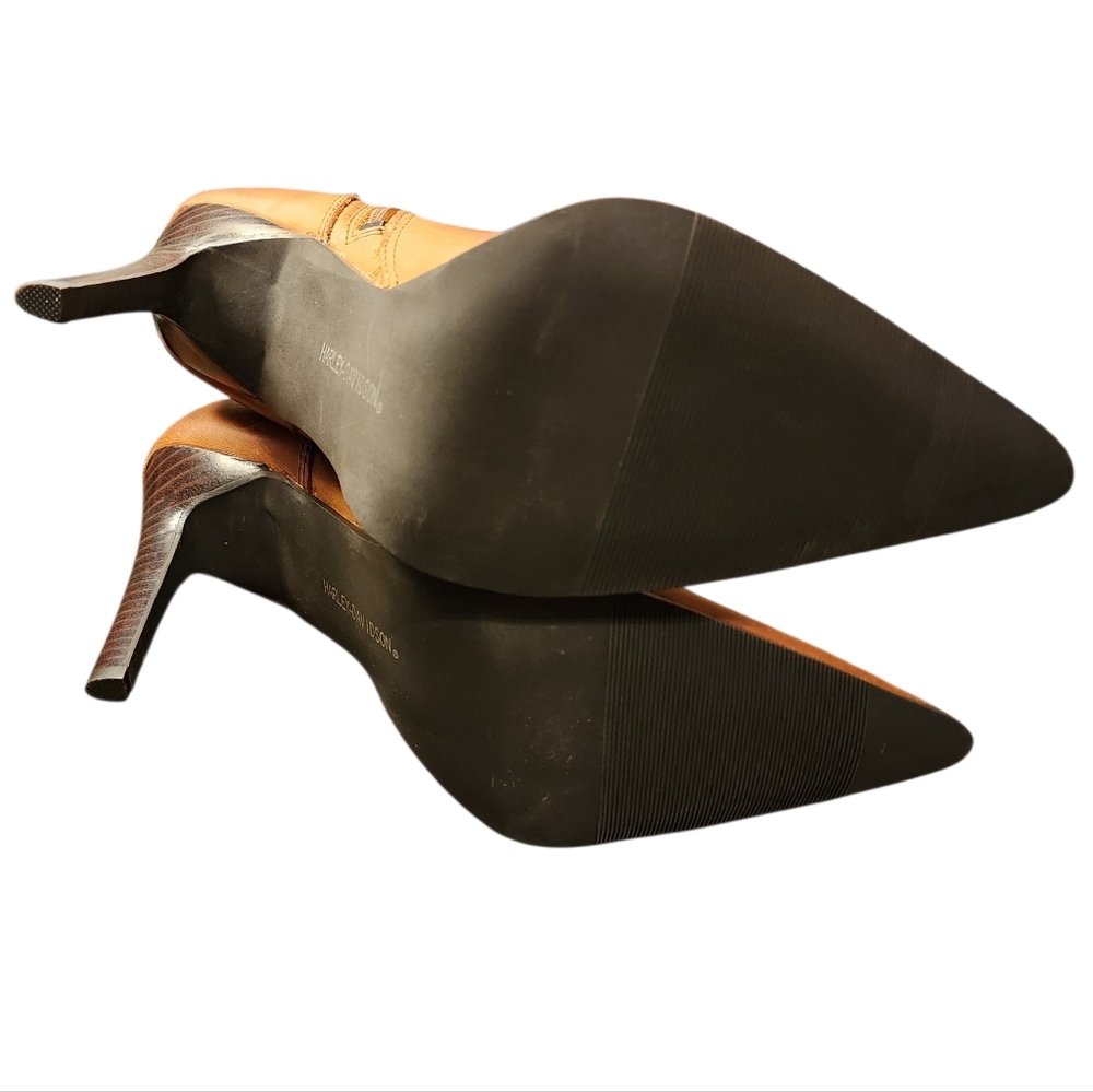 Harley Davidson Ankle Boots Ombre Brown Stilettos Ankle O Ring Buckle Pointed - Picture 5 of 16